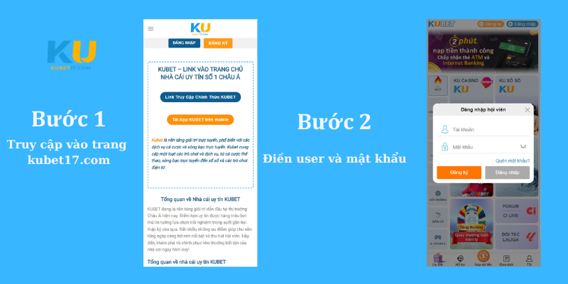 Hướng dẫn đăng nhập KUBET